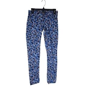 Levi's 524 Too Superlow Sz 5 W27 L32 Blue Floral Print Denim Skinny Jeans Pants
